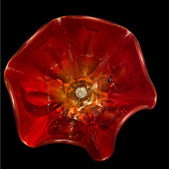 Vintage ~ L.E. Smith Glass ~ Simplicity 6 Petal Footed Vase ~ Amberina Flame - Picture 9 of 9